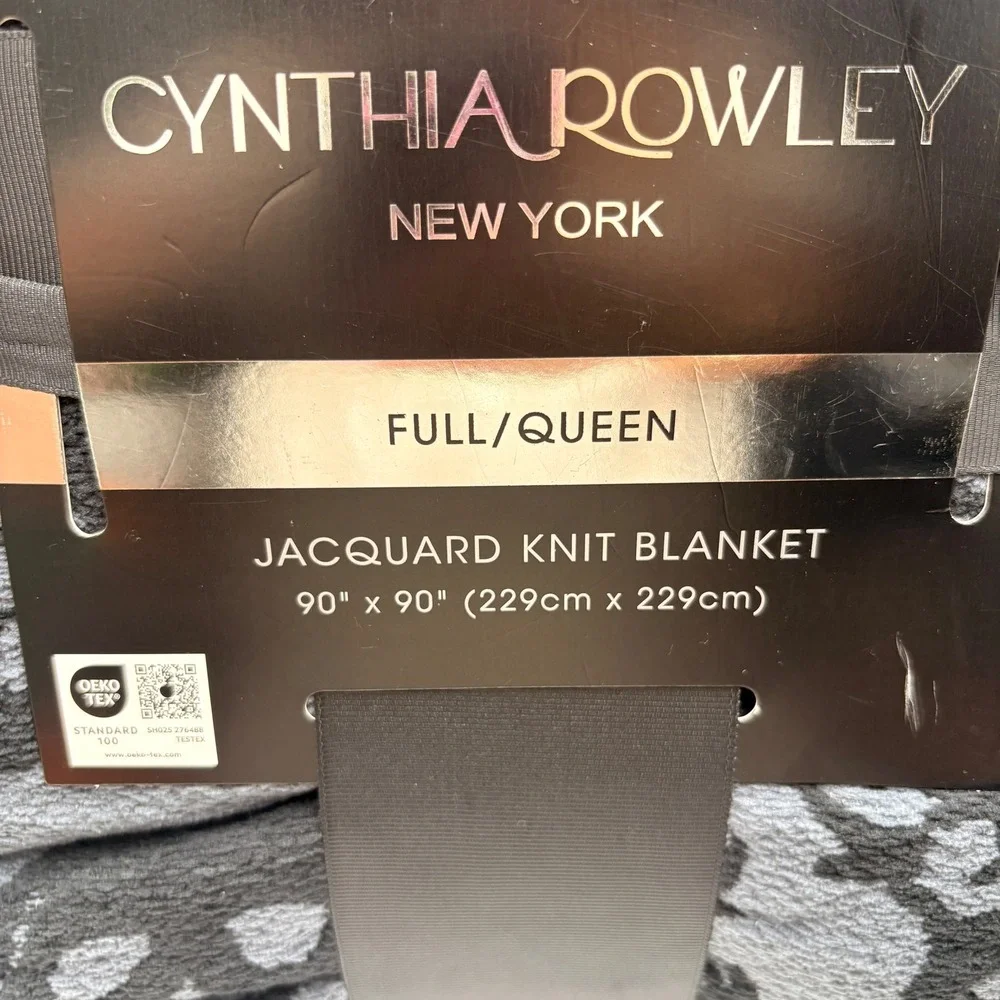 Cynthia Rowley Halloween Skull Spiderweb Jacquard Blanket Gray Black Full Queen